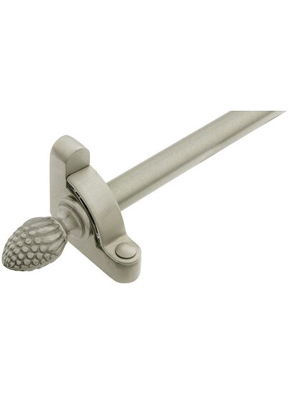 28 1/2 inch Heritage Pineapple Tip Stair Rod - 1/2 inch Diameter Brass With Standard Brackets in Satin Nickel.